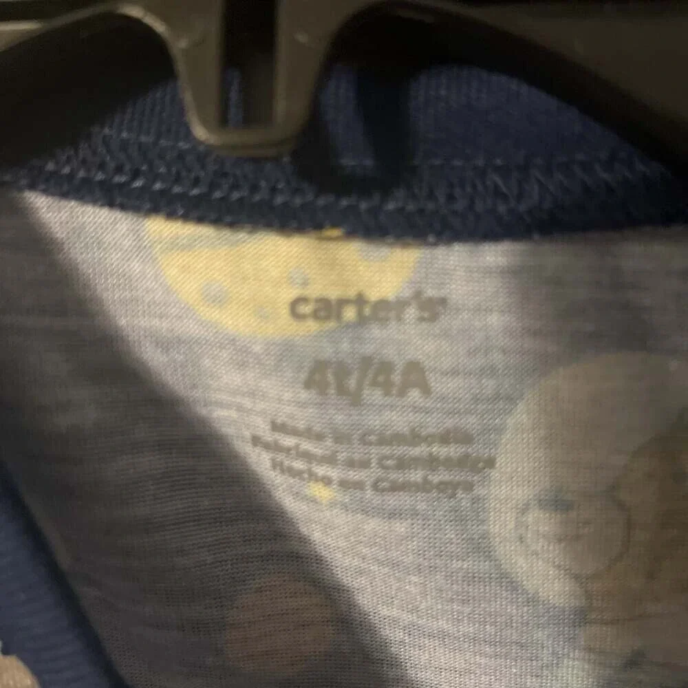 Carters Kids Navy Blue Astronaut Animal‎ Space Rocket Footed Pajamas 4T 2J188610